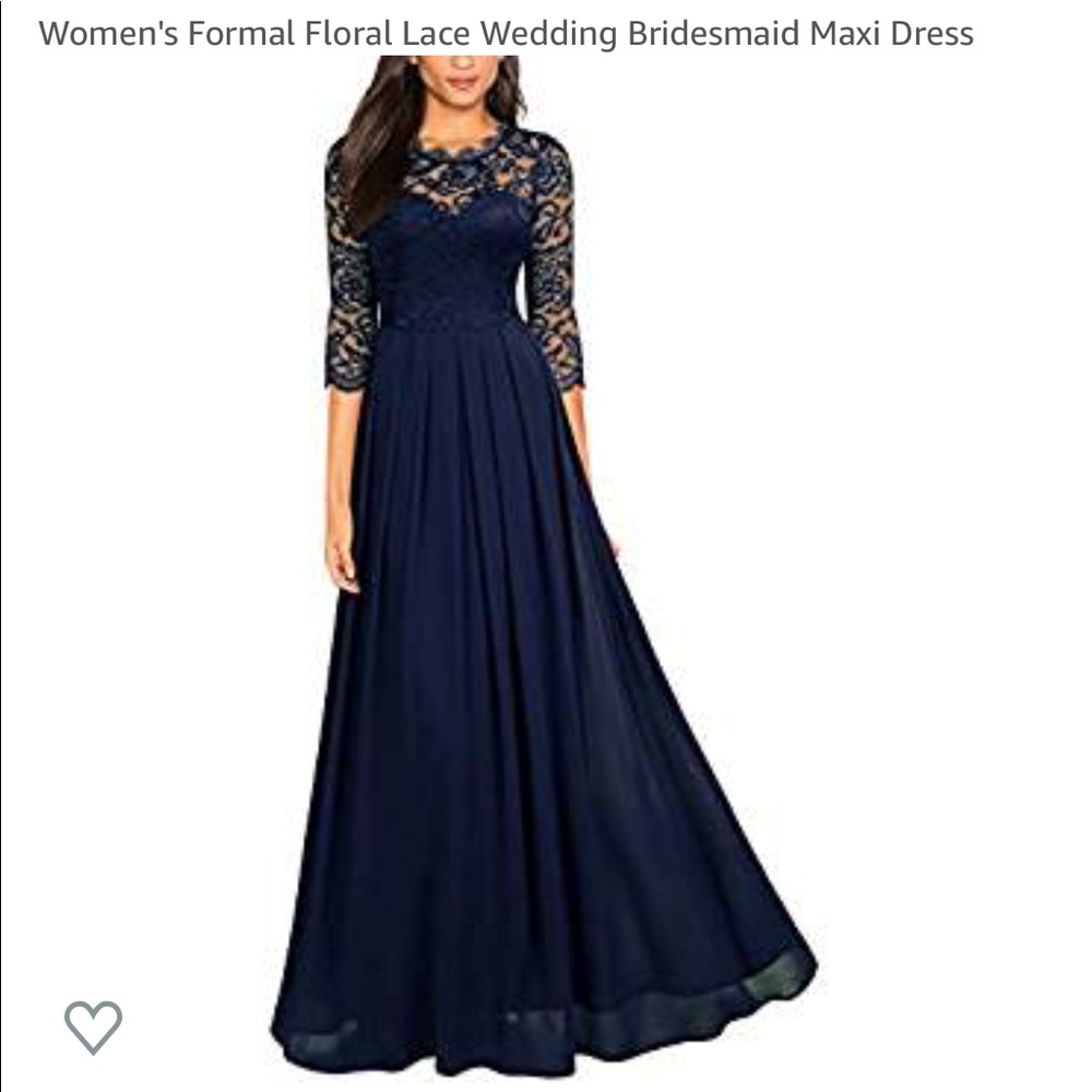 Navy lace bridesmaids dress